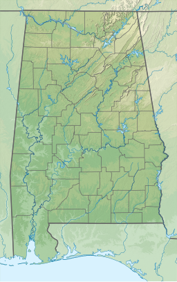 Location of William "Bill" Dannelly Reservoir in Alabama, USA.