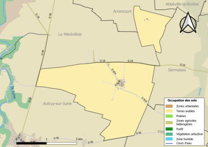 Carte des infrastructures et de l'occupation des sols de la commune en 2018 (CLC).