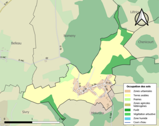 Carte en couleurs présentant l'occupation des sols.