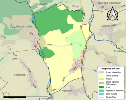 Carte en couleurs présentant l'occupation des sols.