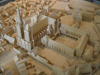 Maquette présentant l'état de la basilique et de l'abbaye vers 1600.