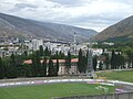 View onto field and central Mostar