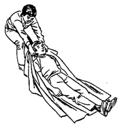 A victim without dangerous injuries in the spine (in the back or the neck) can be pulled through the floor, which is easier on a blanket, carpet or another tissue located under most of the body. A dangerous injury in the spine would require a higher or much thicker base (as a litter or mattress), for a quick and stable displacement.