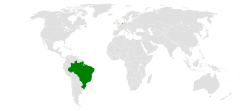 Map indicating locations of Brazil and The Netherlands