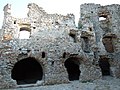 Inner facade of the ruined keep, as seen from the upper, innermost courtyard (July 2015)