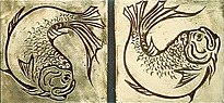 fish depicted on bronze tiles