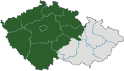מפת צ'כיה; בוהמיה מסומנת בירוק