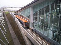 Rail service at Terminal 2 of Charles de Gaulle Airport in France