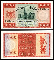 1,000 Gulden (1924) Danzig City Hall