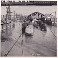 La gare inondée lors de la crue de l'Adour de 1952.