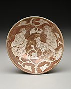 Luster Plate with Cock Fight. Cairo, 11th-12th century. Keir Collection of Islamic Art