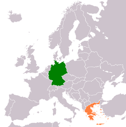 Map indicating locations of Germany and Greece