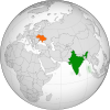 Location map for India and Ukraine.