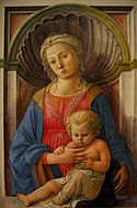 菲利普·利皮的《聖母及聖子（義大利語：Madonna col Bambino (Filippo Lippi Washington)）》，79 × 57cm，約作於1440－1445年，來自山繆·亨利·卡瑞斯的收藏。[8]
