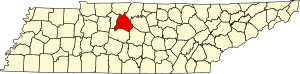 Map of Tennessee highlighting Davidson County