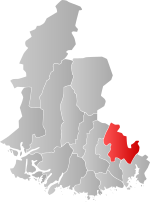 Mapa do condado de Agder com Vennesla em destaque.