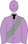 Mauve, grey sash, mauve cap