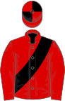 RED, black sash, quartered cap