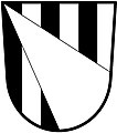 Arms of Dorosz (Canada): Paly sable and argent, a pile throughout issuant from the sinister base argent.