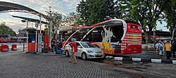A Suroboyo Bus fleet in Purabaya Bus Terminal