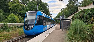 Tram-train in Casino-Lacroix-Laval station [fr]