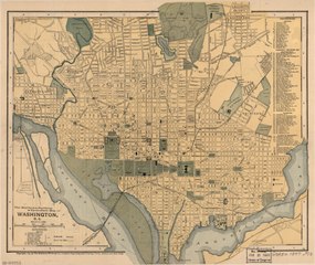 1897 map of Washington, D.C., showing the "Tidal Reservoir", the Potomac River and the Washington Channel