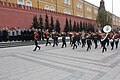 The band marching at the Tomb of the Unknown Soldier (Moscow) in Alexander Garden.