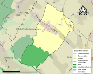 Carte en couleurs présentant l'occupation des sols.