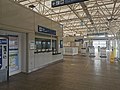 The interior of Adamstown's station building, showing the modern architecture of Irish railway stations from this time period.