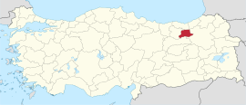 Location of the province within Turkey