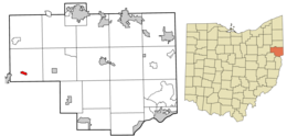 Location of East Rochester in Columbiana County and in the State of Ohio