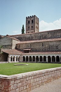 Abbey of Saint-Michel-de-Cuxa in French Catalonia, with a bell tower separate from the church (middle of 10th century)