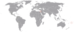 Map indicating locations of Fiji and Israel
