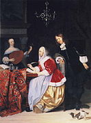 Une jeune femme composant de la musique, par Gabriel Metsu, vers 1662-1663 (1644-1667).