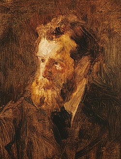 Oil painting of man with beard