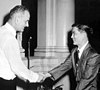 Vice President Lyndon B Johnson (left) meets Ngo Dinh Nhu (right)