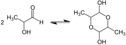 Dimerisierung von 2-Hydroxypropanal (ohne Stereochemie)