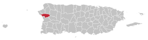 Map of Puerto Rico highlighting Añasco Municipality
