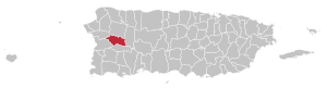 Map of Puerto Rico highlighting Las Marías Municipality