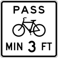 R3-H16 PASS / (bicycle symbol) / MIN 3 FT