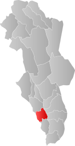 Mapa do condado de Hedmark com Nord-Odal em destaque.