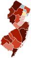 Image 44Map of counties in New Jersey by racial plurality, per the 2020 census Legend Non-Hispanic White   30–40%   40–50%   50–60%   60–70%   70–80%   80–90% Black or African American   40–50% Hispanic or Latino   40–50% (from New Jersey)