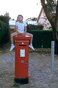 Last red pillar box in Al Ahmadi, Kuwait, about 1976