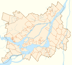 A map of Montreal with a red dot showing the location of The Ring