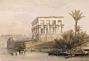 The Hypaethral Temple at Philae called the Bed of Pharaoh. Lithograph by Louis Haghe from an original by David Roberts