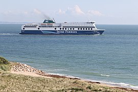 An Irish Ferries ship en route from Rosslare Europort to Pembroke Dock, Wales in 2021