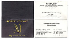 His Sex.com business card