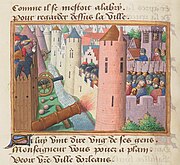 Thomas Montagu, 4th Earl of Salisbury is fatally injured at the siege of Orléans in 1428 (illustration from Vigiles de Charles VII).
