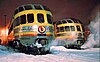 Two Skytop Lounges in their original Milwaukee Road paint scheme. These cars were part of the Twin Cities Hiawatha equipment pool