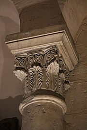 Romanesque quasi-Corinthian capital, Church of St. Philibert, Tournus, France, c.1008 to mid-11th century[18]